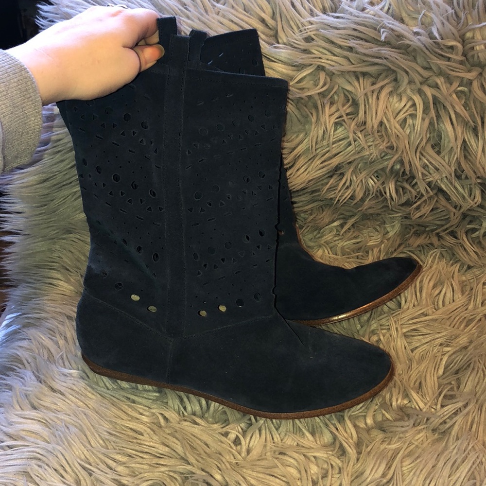 Anthro suede cut out slouchy boots 7.5